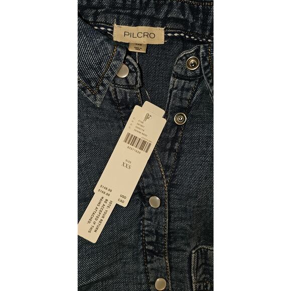 NWT Anthropologie Pilcro Denim Long-Sleeve Buttondown Dress $148 XXS/S Blue Midi - Picture 5 of 5